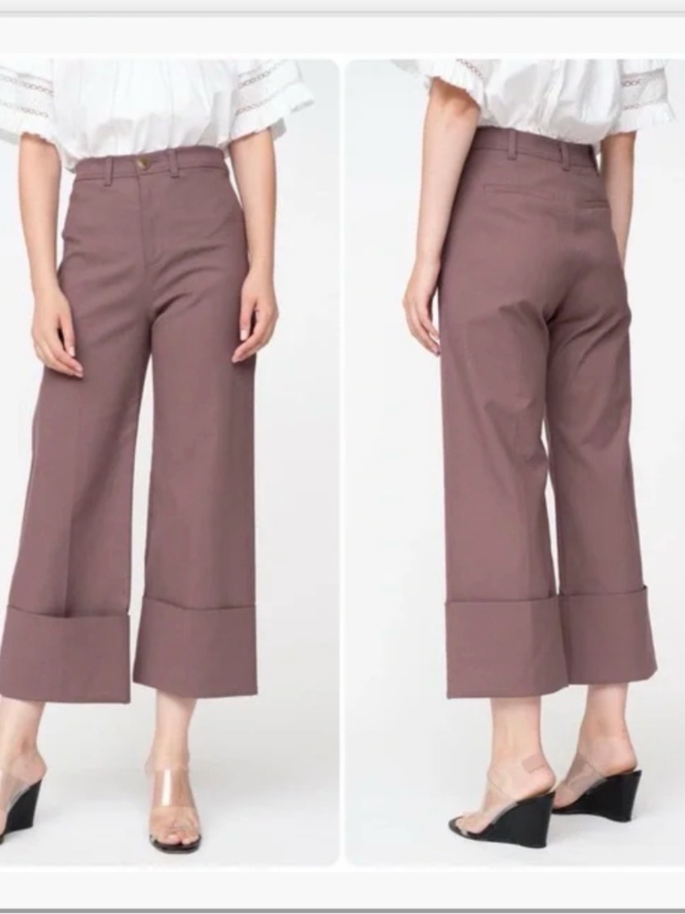 Sea New York Mauve Lennox Cuffed high-waisted wide-leg trousers